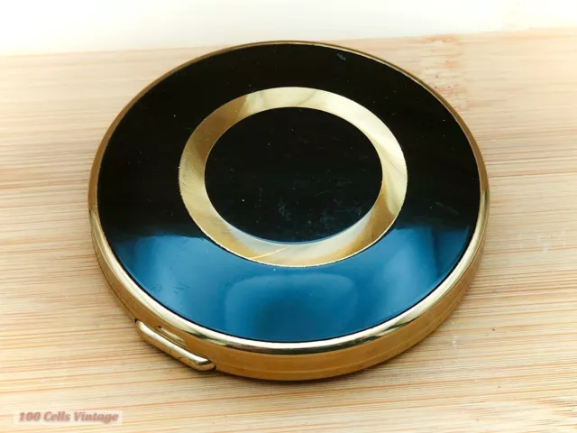 Mascot Black and Gold Circle-Vintage Ladies Powder Compact -cgr