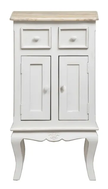Fleur French Style Hall Cabinet, White Painted Solid Mango Wood
