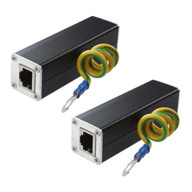 2X RJ45 Plug Ethernet  Dispositif de  Contre Les Surtensions 100MHz R1U65100