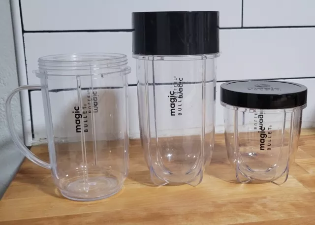 Magic Bullet Cup Set With Storage Lids Rings And To-Go Cap Set Of Three