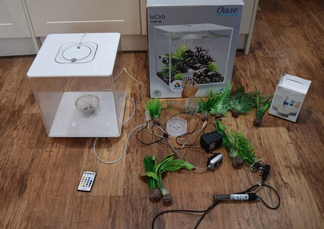 BiOrb CUBE 30 Complete Aquarium Fish Tank MCR LED White Used Working CIRENCESTER