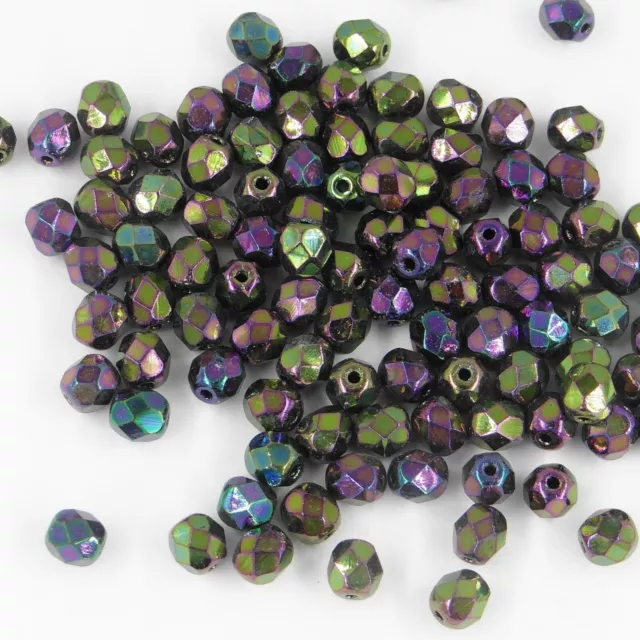 F6 VM*** 30 perles à facettes verre de Bohême 6MM VITRAIL MEDIUM