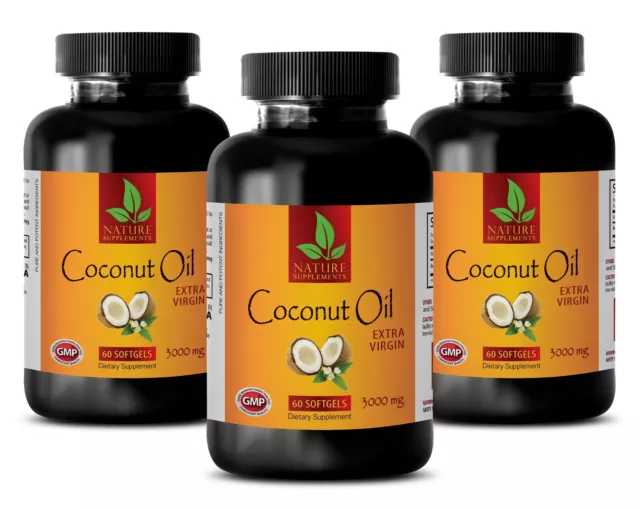 Weight Loss Supplement - Organic Coconut Oil 3000mg - Healthy Hair - 6 Bottles