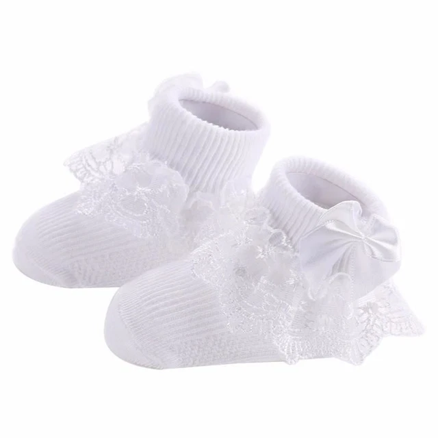 Neonati Bambino Calzini Cotone Battesimo Inverno Increspato Maglia Ginocchio Lac 3