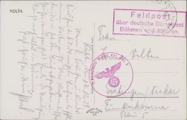 Böhmen und Mähren - Feldpost 1939 - über deutsche Dienstpost