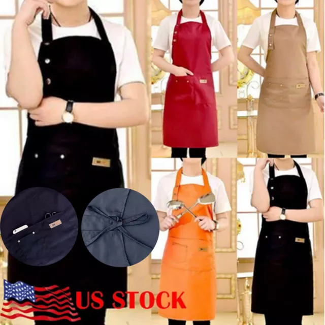 Men Women Cooking Aprons Kitchen Restaurant Chef Bib Apron Dress Gift US