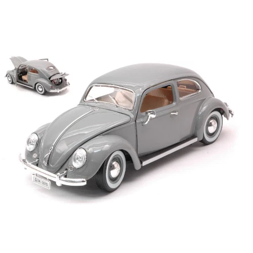 VW KAFER BEETLE 1955 MOUSE GREY 1:18 Burago Auto Stradali Die Cast Modellino