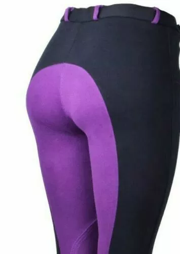 Ladies/Womens Horse Riding Jodhpurs/Jodphurs. Black/Purple Quality Jodhpur