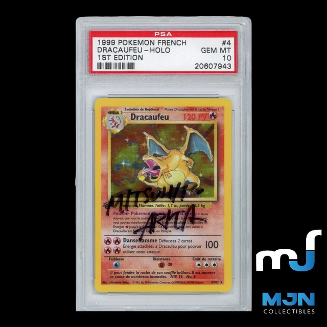 Pokemon Card Base Set PSA 10 Firecracker Edition 1 holo 4/102 ARITA AUTO Fr...