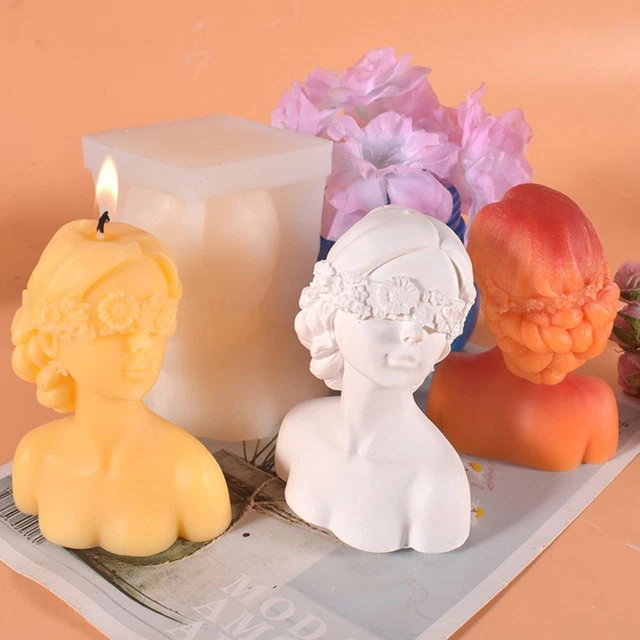 Moldes de silicona hechos a mano para pastel resina niña cuerpo 3D arte cera molde para velas