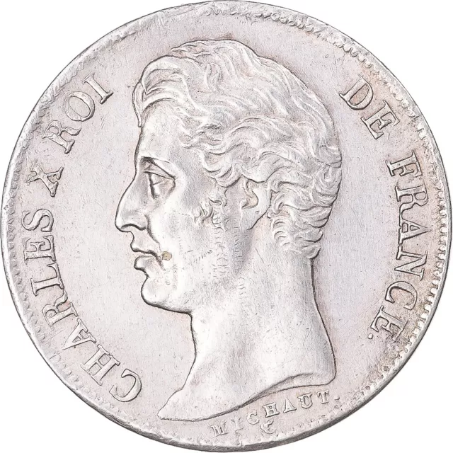 [#343387] Monnaie, France, Charles X, Franc, 1828, Bordeaux, TTB+, Argent, Gadou
