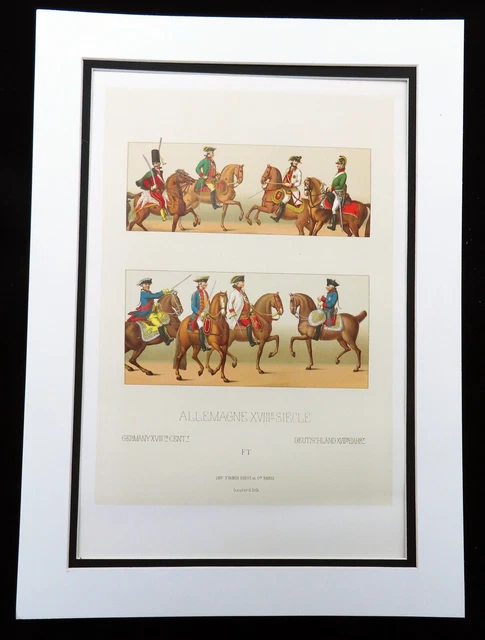 Antique Print German Cavalry Officers Military Equestrian Horse Riding 1888