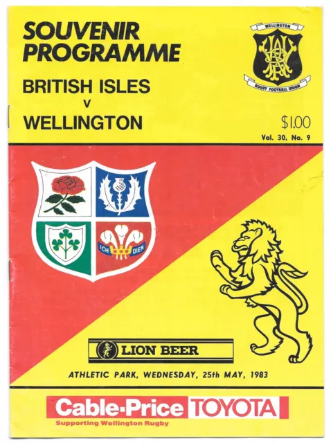 BRITISH LIONS 1983 v WELLINGTON  RUGBY PROGRAMME