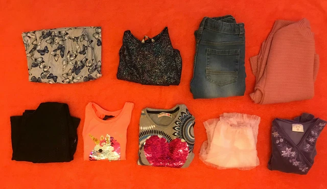 Pacchetto abiti estivi per ragazze 6-8 anni: abiti, gonna, top, jeans, ecc.