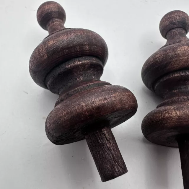 ONE wooden post clock finial turned wood topper brown Parts and Repair