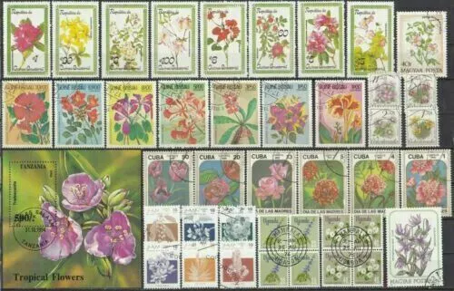 Blumen Lot mit Marken und Block zum Thema flower fleur Flor цветок D520