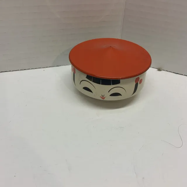 Vintage Japanese Lacquer Ware Kokeshi Doll Bowl Bento Trinket Jar Box Japan