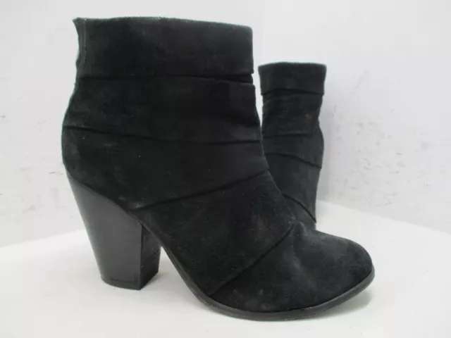 Steve Madden Arrena Black Suede Leather Zip High Heel Ankle Boots Women Sz 7.5 M