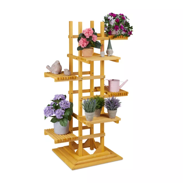 Étagère plantes Bois 6 étages Support fleurs Porte-fleurs balcon Pots extérieur