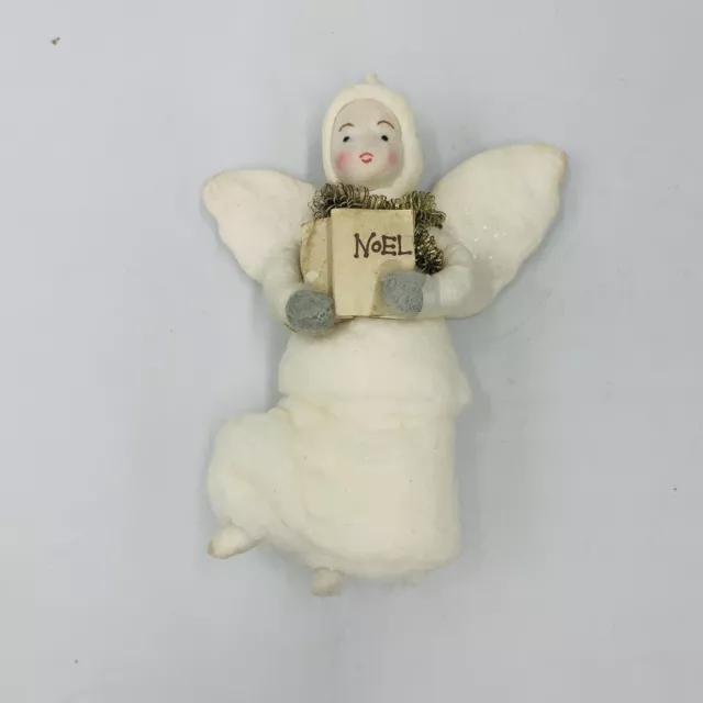 Cotton Batting Angel Christmas Ornament With NOEL book Antique Huebach Inspired