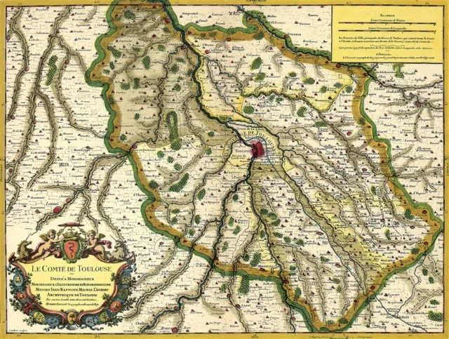 Reproduction carte ancienne - Comté de Toulouse XVIIè