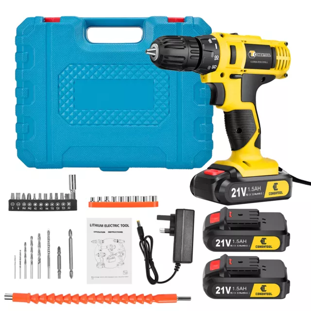 CONENTOOL 21V Cordless Drill  18+1 Torque 30 PCS 2 Speed Multi-colour Drill Set 3