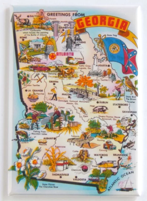 Greetings from Georgia (Map) FRIDGE MAGNET travel souvenir