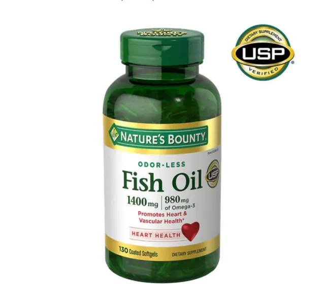 Nature's Bounty Fish Oil 1400 mg., 130 Coated Softgels - EXP:09/2026 or Later