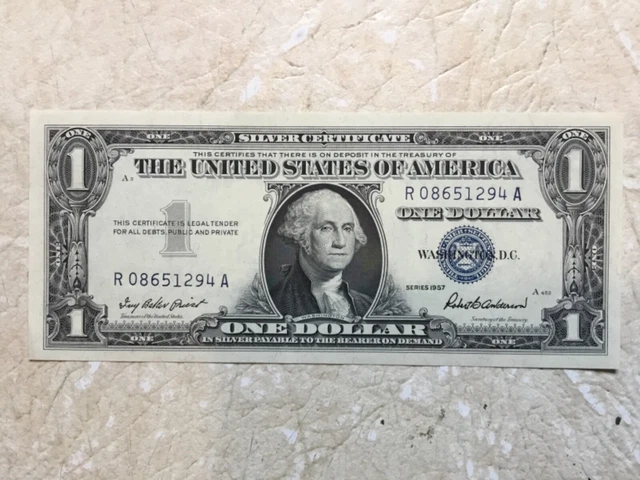 RARE $1 DOLLAR SILVER CERTIFICATE BILL DOLLAR BILL 1957 A Banknote 1957 XF - UNC