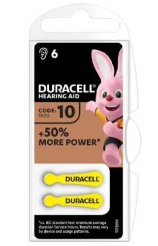 (1 Confezione) Duracell ActiveAir Batterie 6pz Acustiche Medical DA10