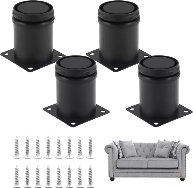 Adjustable Furniture Legs 3 Inch / 80mm Sofa Legs Set of 4, 2 Inch Dia Round Sta