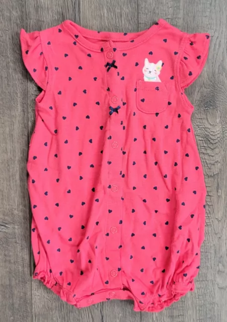 Baby Girl Carter's 6 Month Heart Polka Dot Dog Romper Outfit