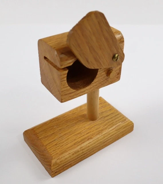 VINTAGE MAILBOX WOODEN Postage Stamp Roll Holder Dispenser 12.47