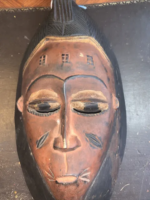 AFRICAN TRIBAL FACE Hand Carved Festivity Mask Wood Zaouli Guro Face ...