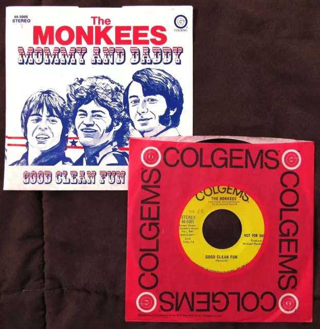 Monkees PROMO 45 & Picture Sleeve 1969 Good Clean Fun, EX Sleeve, NM Vinyl!