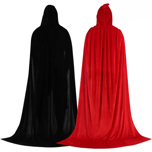 Adultos Capa con Capucha Disfraz de Halloween Vestido Elegante - Capa Larga de Terciopelo 170 cm