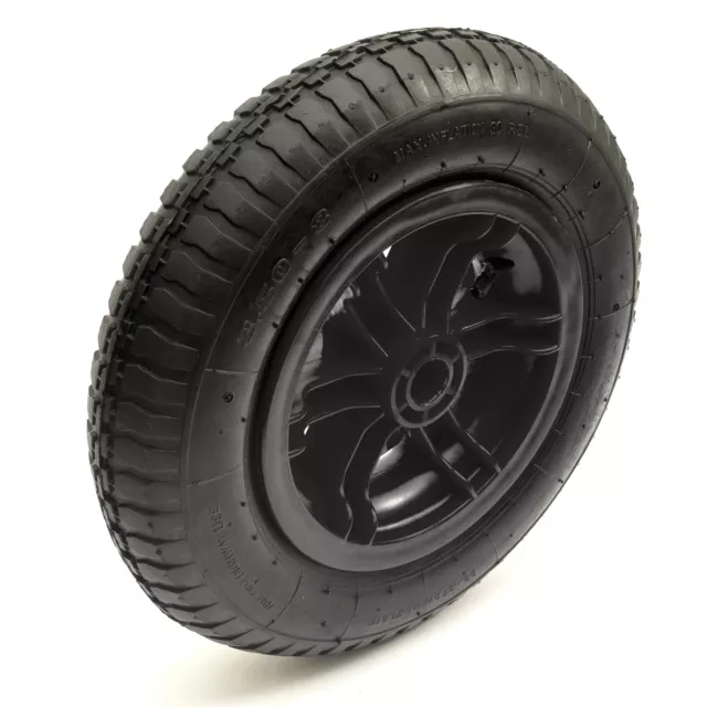 14 Inch 3.50-8 Black Spoked Wheel Pneumatic 2 Ply Tyre & Inner Tube Wheelbarrow