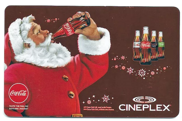 Coca Cola Canada Cineplex Santa Claus Gift Card not Phone Card Free Shipping