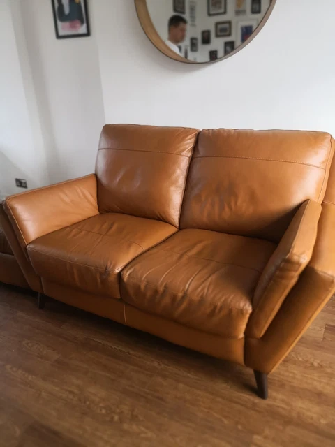 SOFOLOGY FELLINI LEATHER Seater Sofa And Storage Footstool