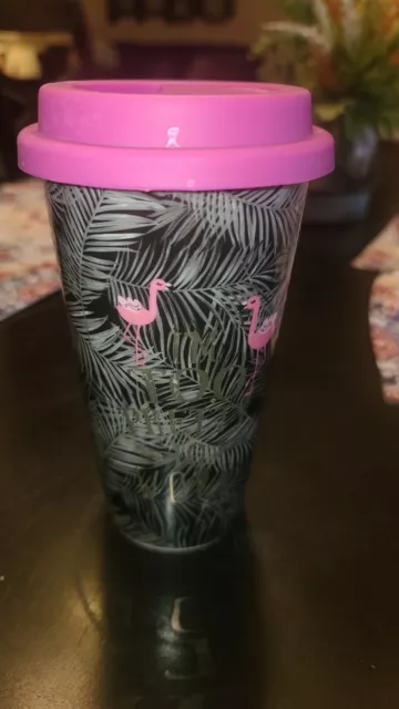 Charming Charlie Travel Mug Cup "I'm Too Pretty To Work" 12oz NWOB Flamingo