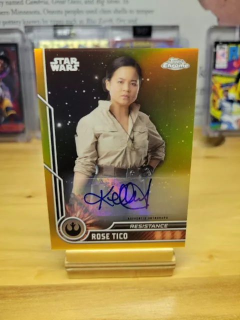2023 Chrome Star Wars Kelly Marie Tran as Rose Tico Gold Refractor Auto /50 - 76