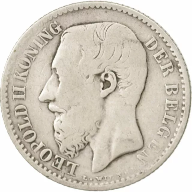 [#502581] Coin, Belgium, Leopold II, Franc, 1886, F, Silver, KM:29.1