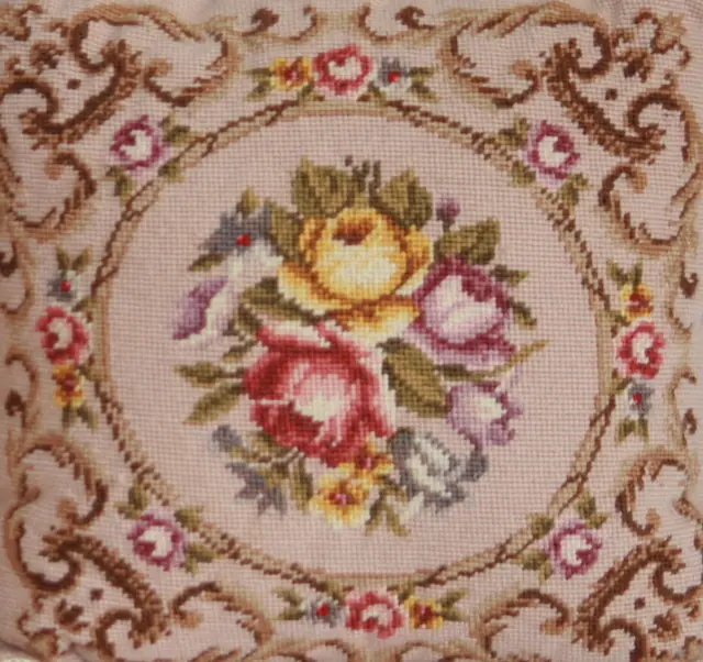 Two Needlepoint Pillows * Imperial Elegance French Country Victorian Rose Pillow