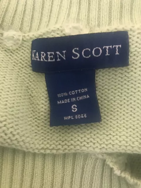KAREN SCOTT WOMEN'S Sweater Cotton V Neck Long Sleeve Size Small Green ...