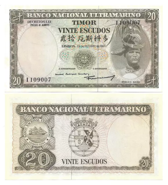 Timor 20 Escudos 1967 Unc P 26