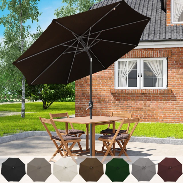 Circular Sun Racks 3M OUTDOOR PARASOL Round Sun Shade Garden Canopy Umbrella Crank 8 Steel ...