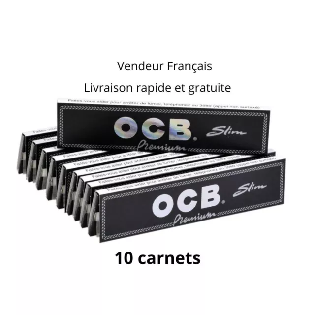 OCB Slim Premium Lot de 10 Carnets de 32 Feuilles Longues a Rouler Cigarettes