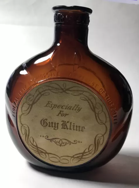 Empty 1940s Old Forester Bourbon Whisky Bottle Personalized Label Guy Kline