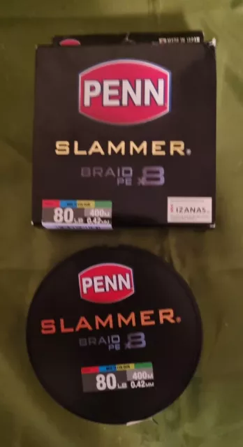 Penn Slammer 400m Multi Colour Braid 80LB Fishing Line - NEW