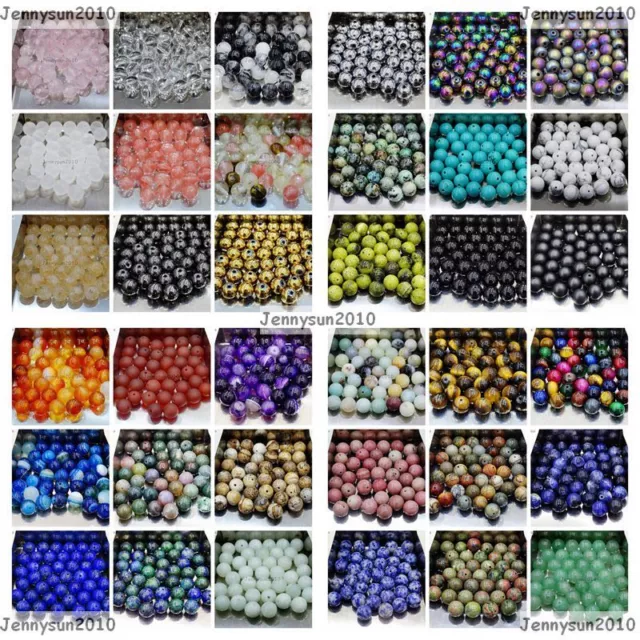 Wholesale Natural Mixed Gemstone Round Spacer Beads 4mm 6mm 8mm 10mm 12mm Pick